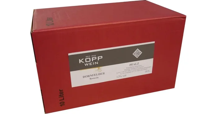 Weinhaus Kopp Pfalz 5 L. Dornfelder Rotwein trocken in einer Weinbox