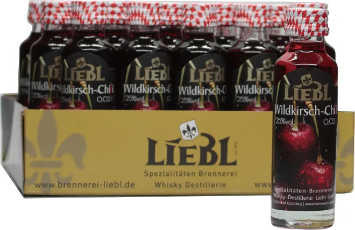 Wildkirsch-Chili Likör 25%vol. / 30 St. Miniatur in 0,02l