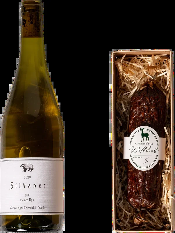 Wildlieb set „Venison meets organic wine“ (1x fennel venison salami + 1x organic white wine)