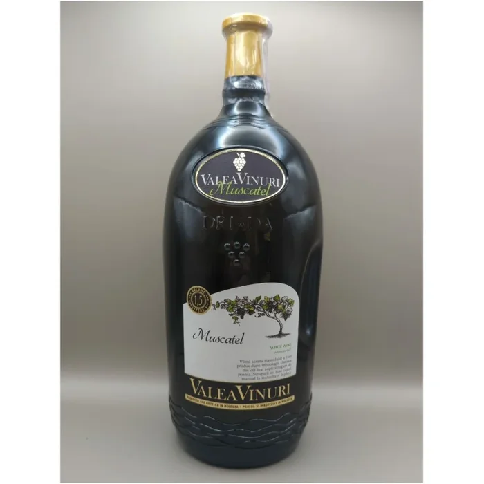 Wino Valea Vinuri Muscatel – białe półsłodkie 1,5L