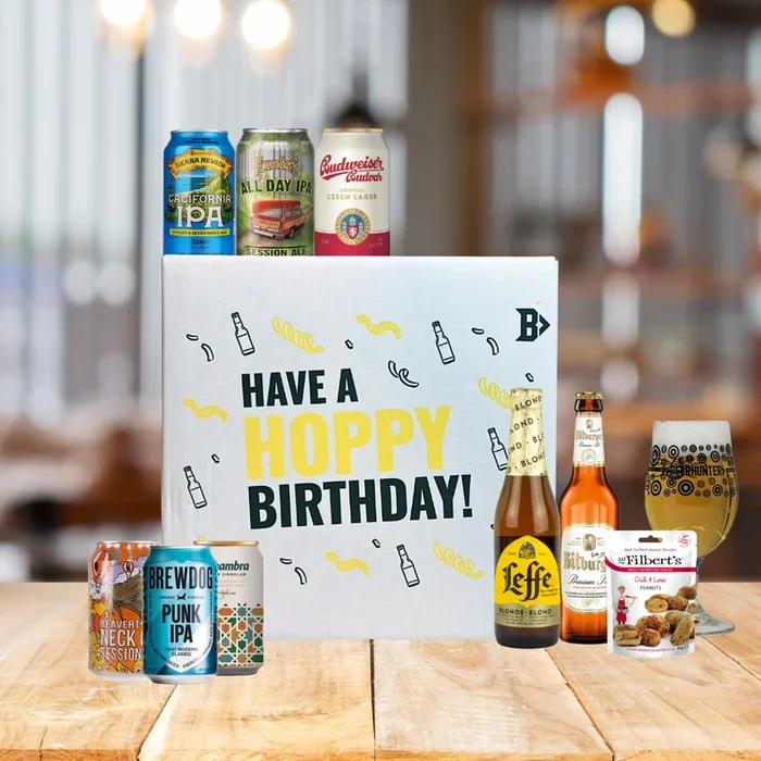 World Craft Beer Hoppy Birthday Gift Box with Glass – (8 Pack)