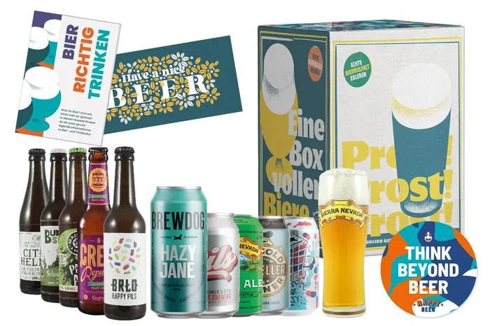 Your box full of beers (10x craft beer + 1x tasting glass)