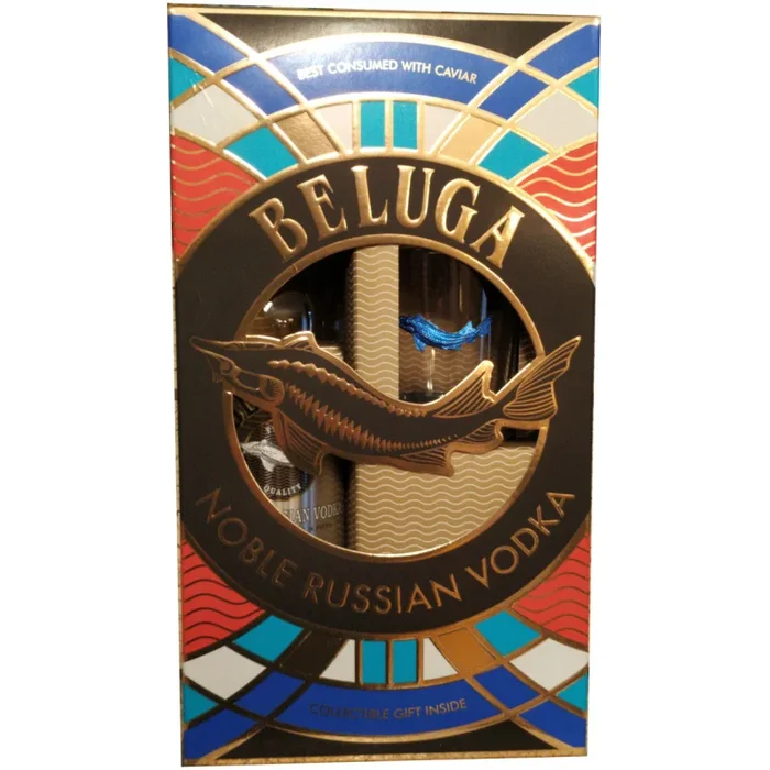 ZESTAW BELUGA Noble Russian Vodka 40% 1L + SZKLANKA + KARTONIK